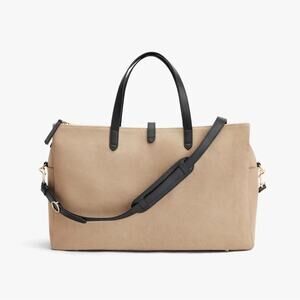 Cuyana Brown Canvas Triple Zipper Weekender Travel Bag